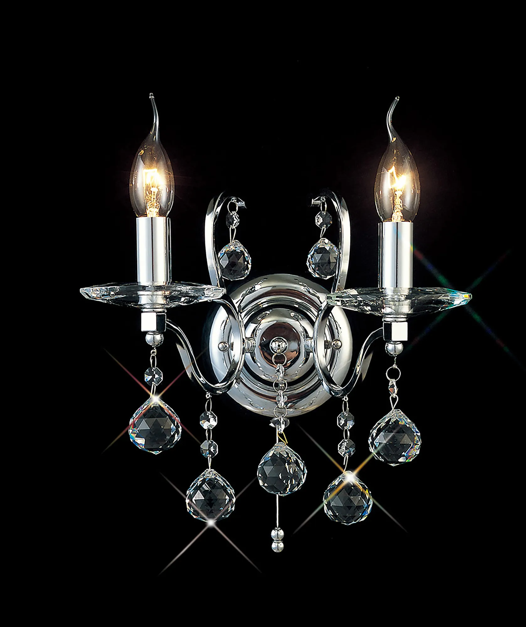 Zinta Polished Chrome Crystal Wall Lights Diyas Armed Wall Lights